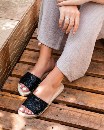 Summer Espadrille in Midnight Glitter