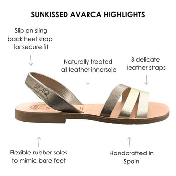 Sunkissed Avarca sandals with three contrasting leather straps