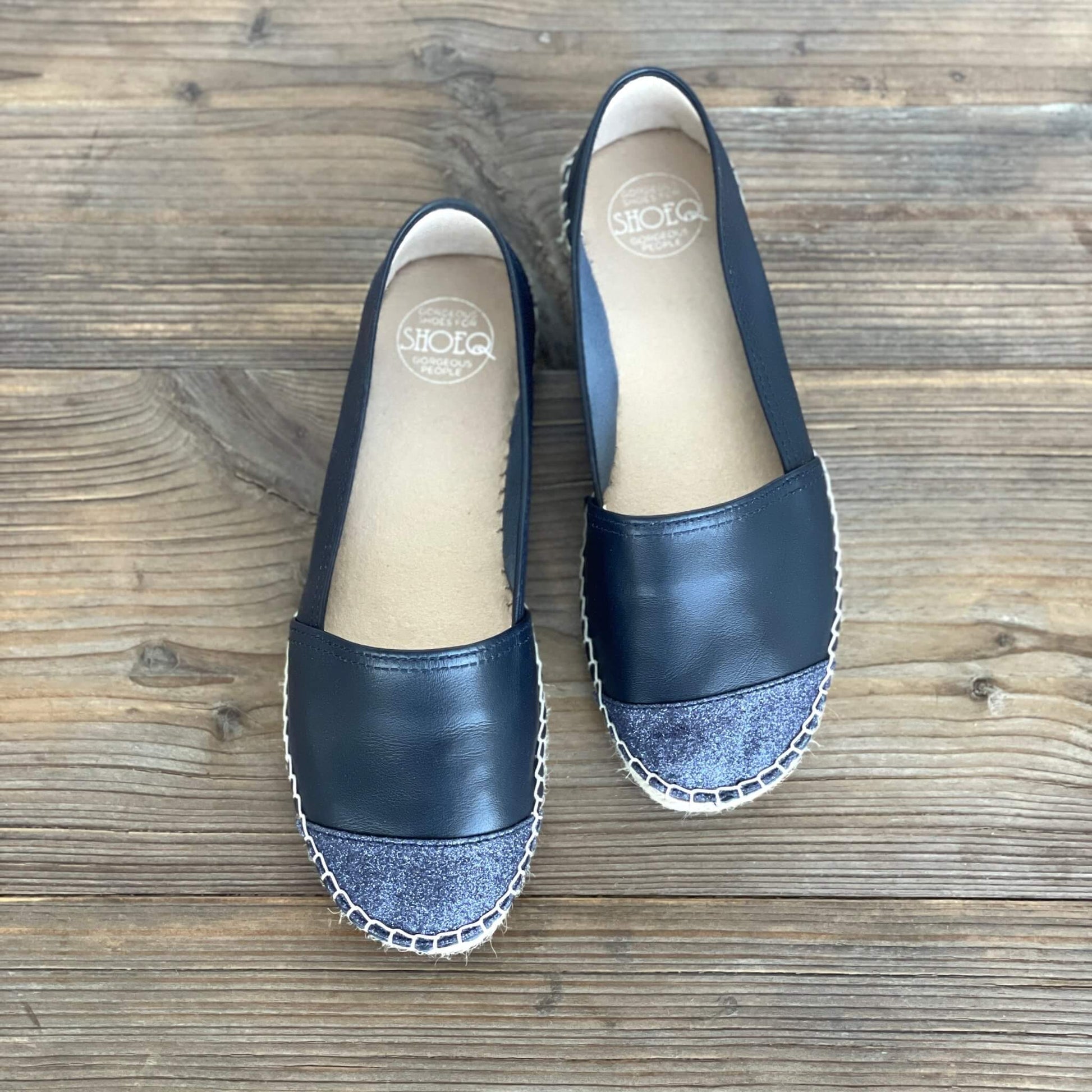 Classic Espadrille in Navy Glitter - Shoeq