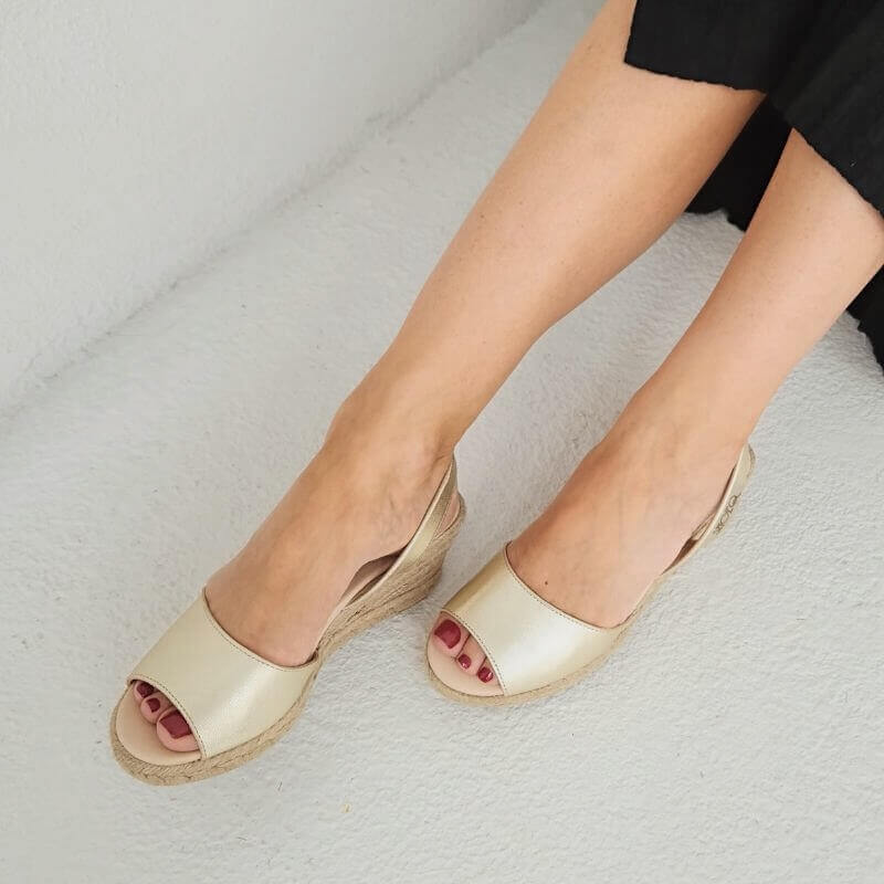 Classic Espadrille Wedge in Champagne - Shoeq