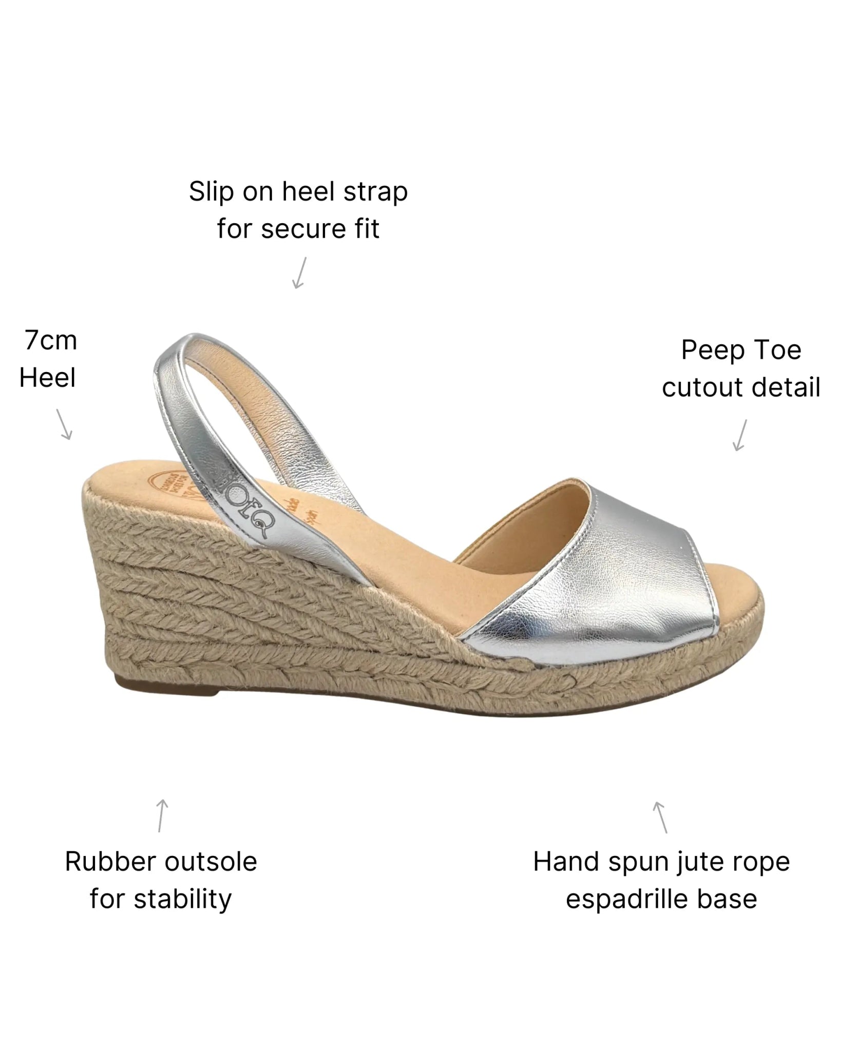 Classic Espadrille Wedge in Platinum (Vegan) - Shoeq
