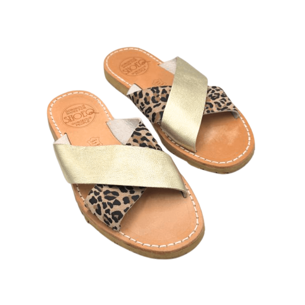 Crossover Slide in Champagne Leopard OUTLET - Size 36 - Shoeq