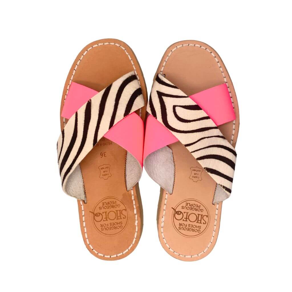 Crossover Slide in Zebra Neon - OUTLET - Size 36 - Shoeq