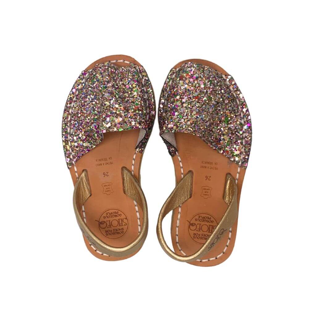 Girls Classic Avarca in Rainbow Gold Glitter - Outlet - Size 26 - Shoeq