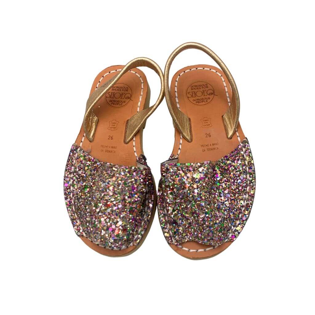 Girls Classic Avarca in Rainbow Gold Glitter - Outlet - Size 26 - Shoeq