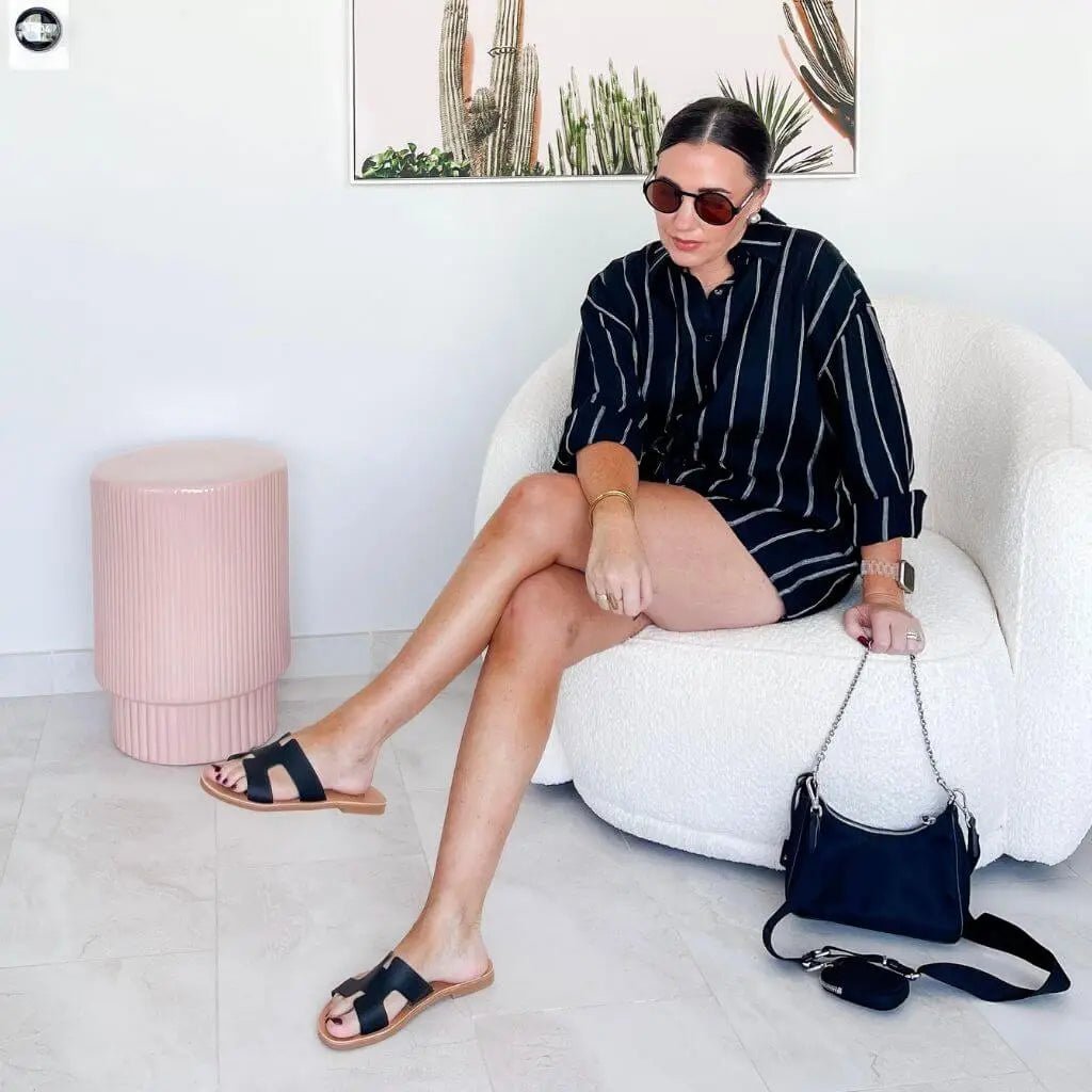 Hania Slide in Charcoal - Shoeq