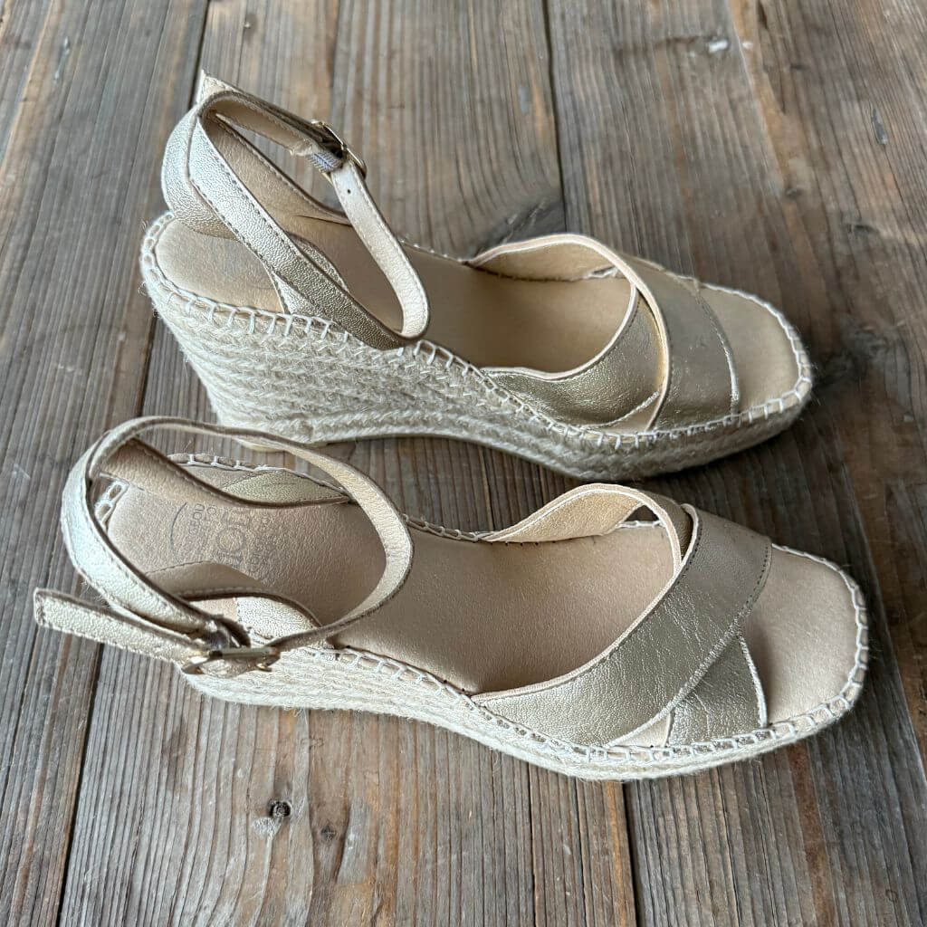 Lucia Espadrille Wedge in Champagne - Outlet Item - Size 40 - Shoeq