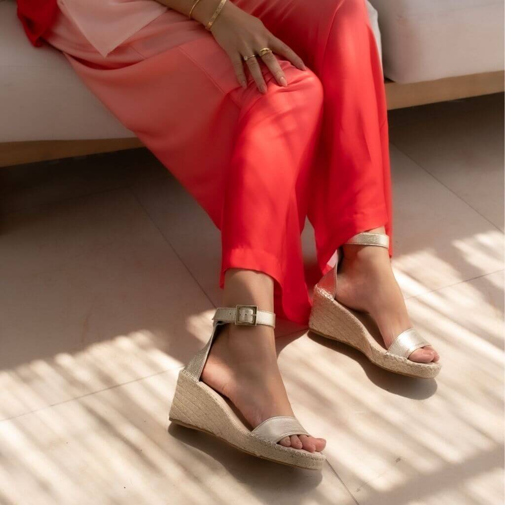 Olivia Espadrille Wedge in Champagne - Shoeq