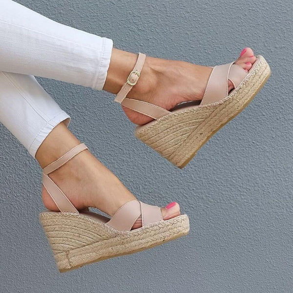 Lucia Espadrille Wedge in Sand