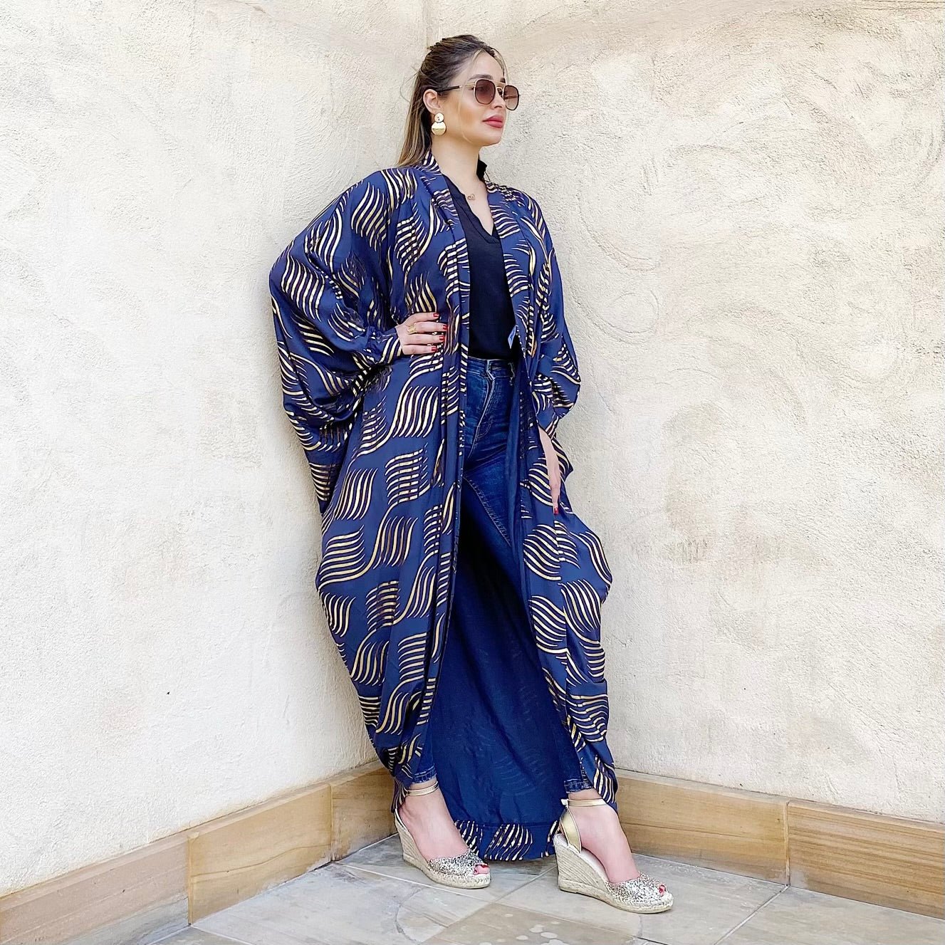 Peep Toe Espadrille Wedge in Champagne Glitter - Shoeq