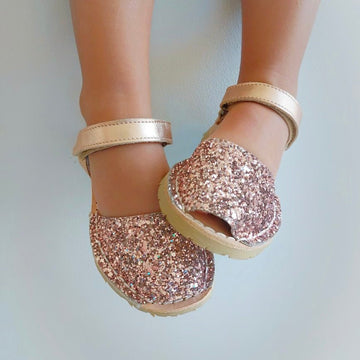 Toddler Avarca in Rose Gold Glitter - Shoeq