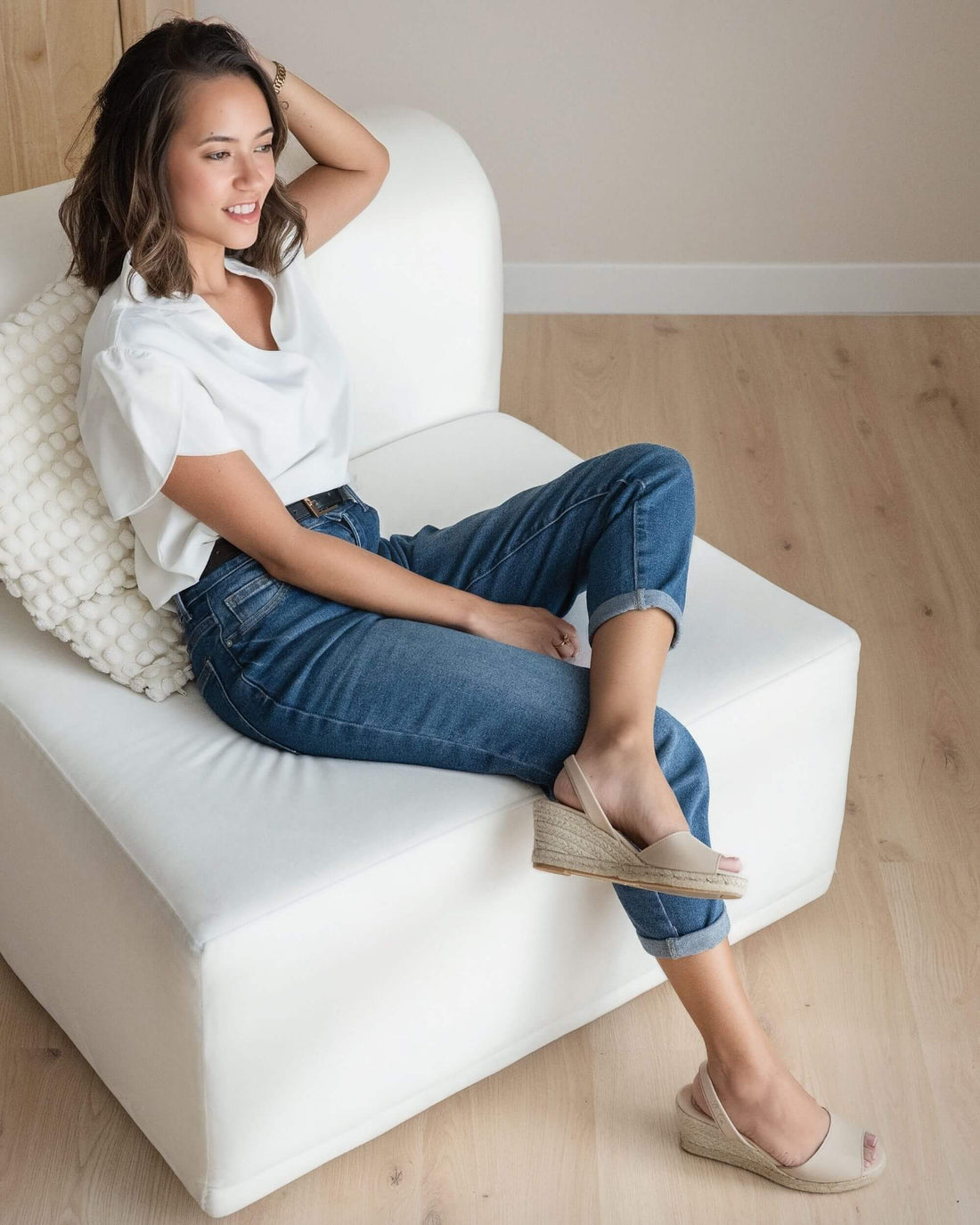 Classic Espadrille Wedge in Latte