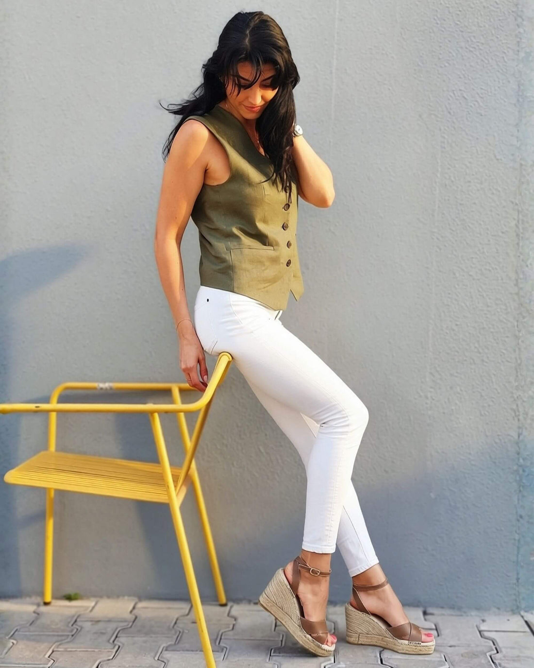 Brown espadrille wedge, handcrafted leather, 10cm jute heel - Shoeq