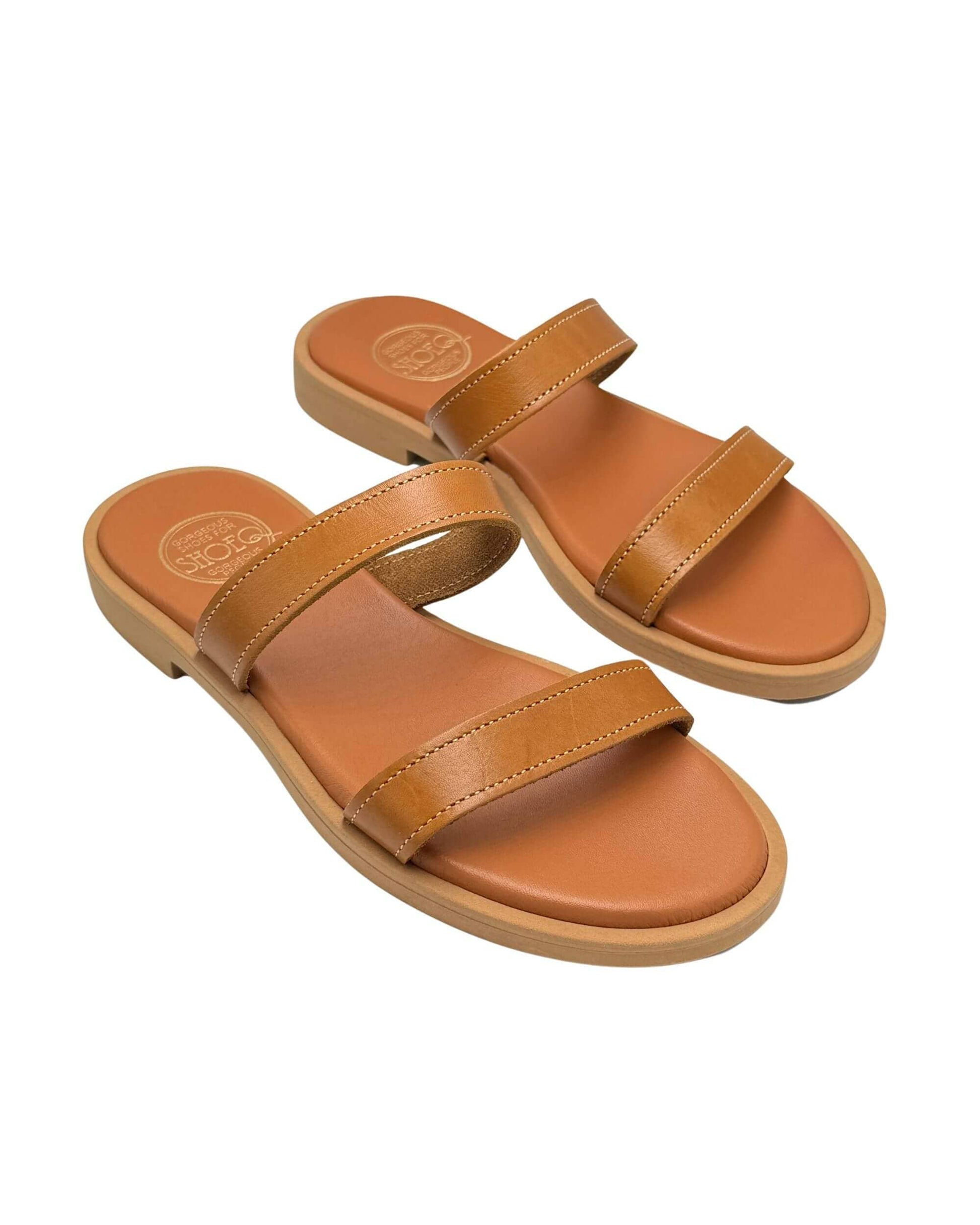 Smart casual office slides Aria Luxe in Tan Dubai