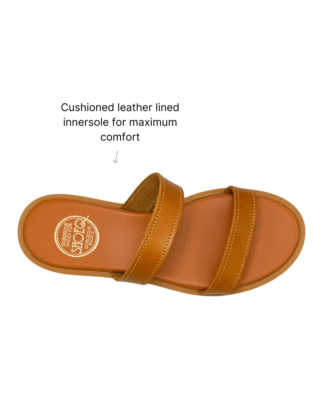 Aria Luxe Slides in Tan handcrafted Greek leather slides Dubai