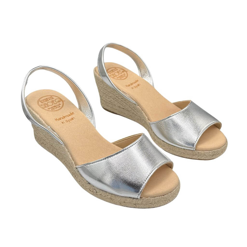 Classic Espadrille Wedge in Platinum (Vegan)