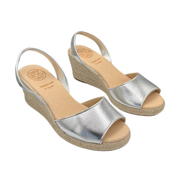 Classic Espadrille Wedge in Platinum (Vegan)
