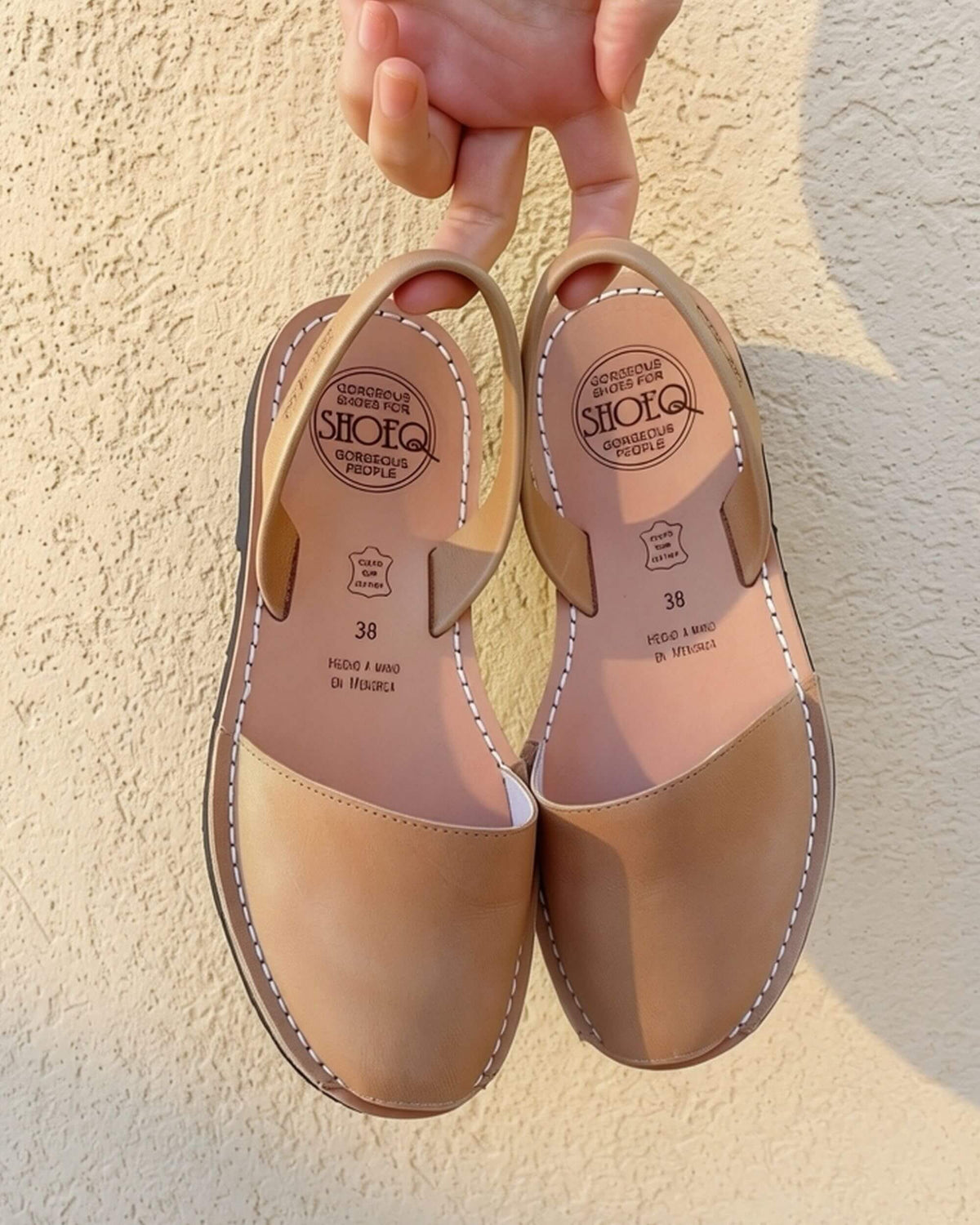 Handmade tan avarca sandals with all-leather innersole and recycled rubber sole | Classic Avarca by Shoeq