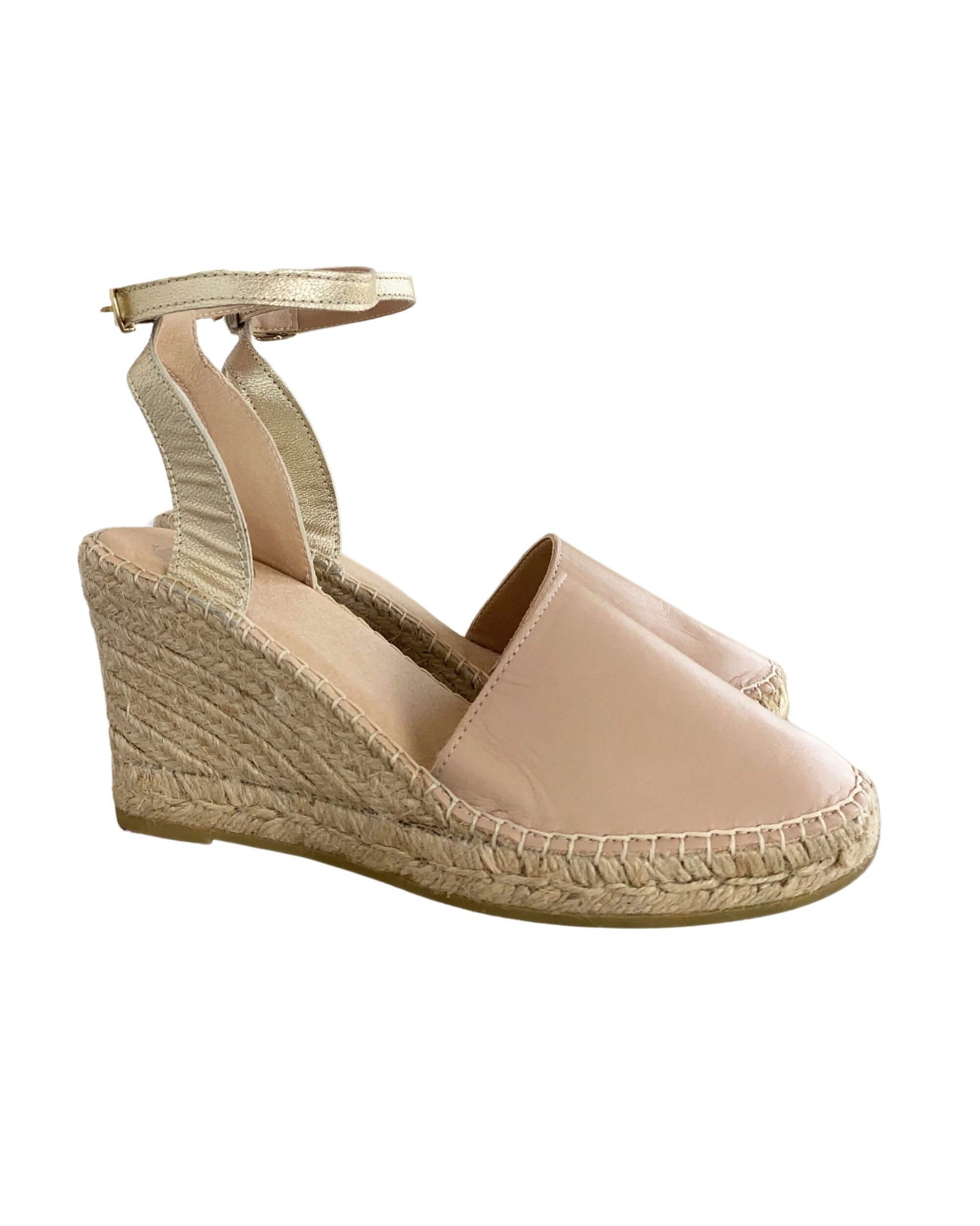 Carla wedge espadrilles with contrasting ankle strap champagne
