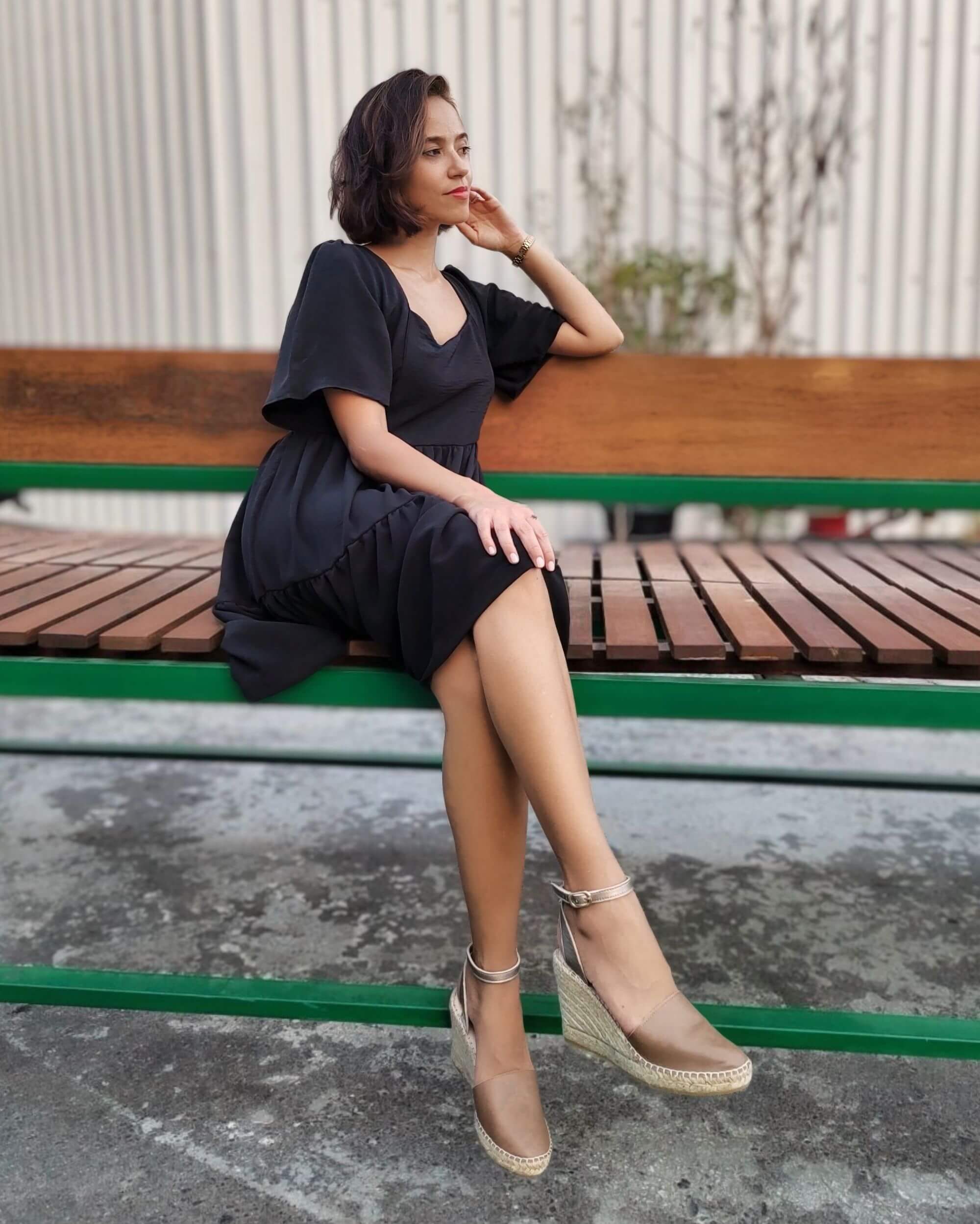 Spanish handmade closed-toe wedges bronze 8cm heel
