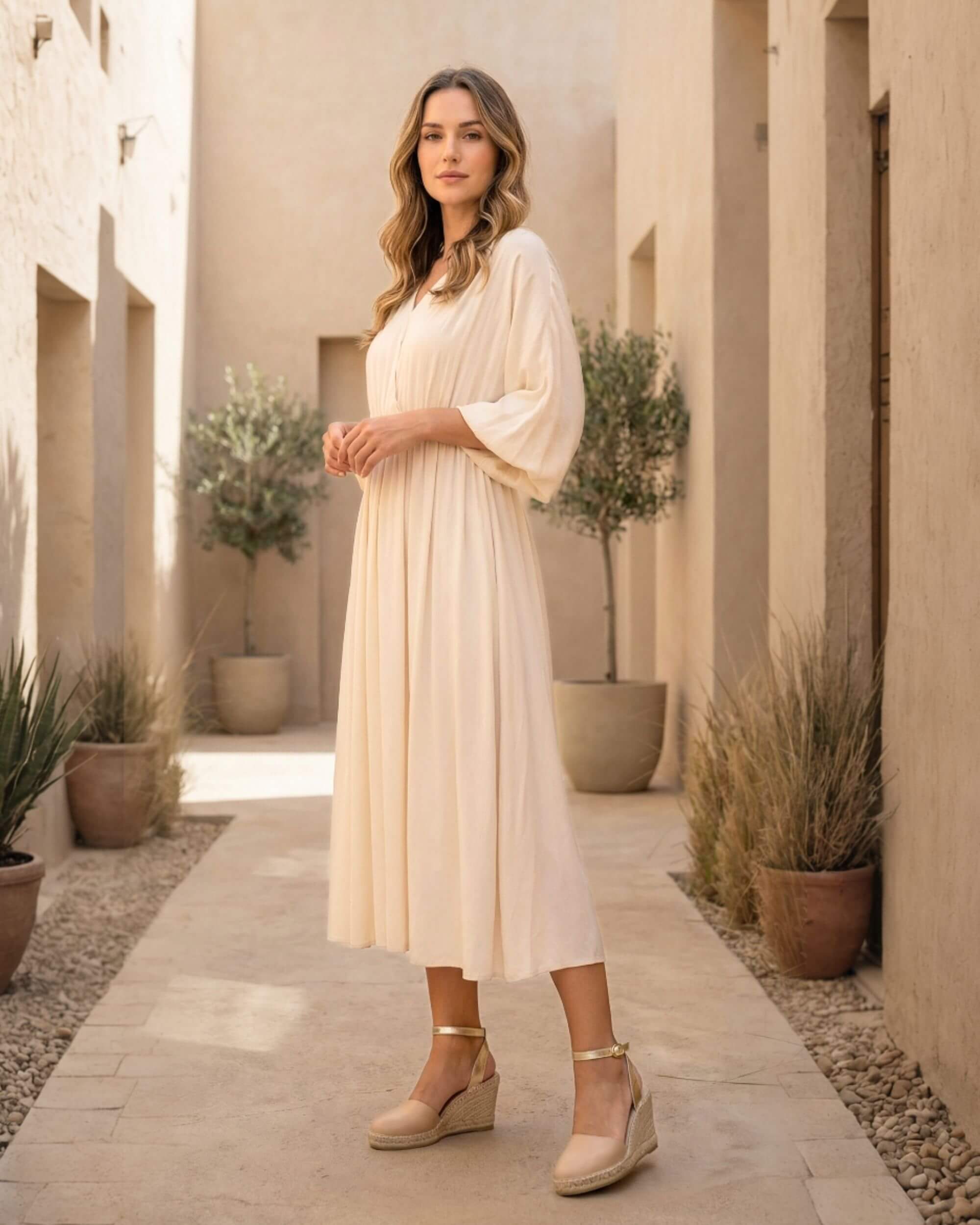 Professional beige espadrille wedges with jute heel
