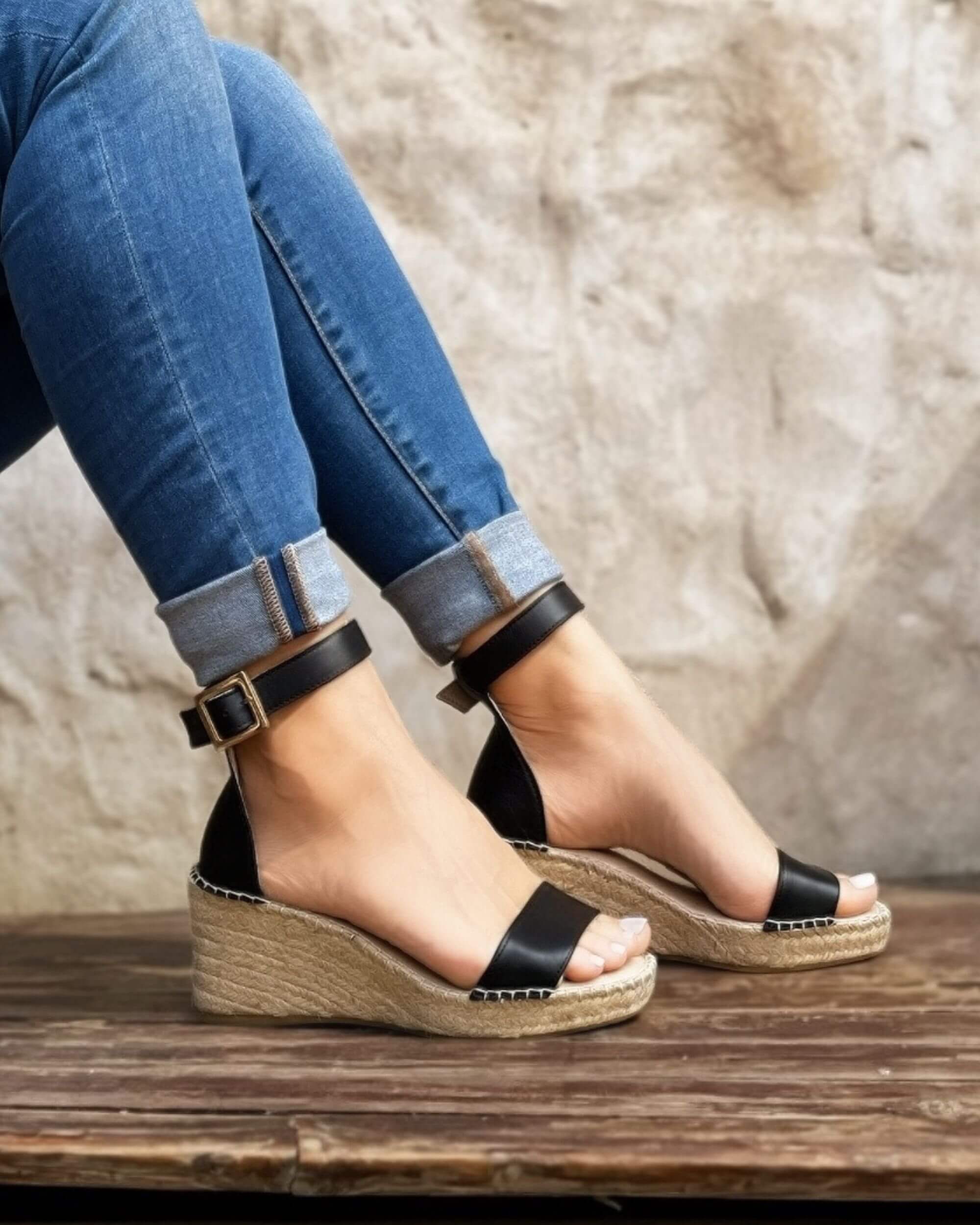 Olivia Espadrille Wedge in Midnight