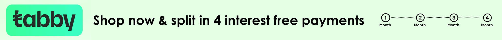 Tabby advertisement for shopping and splitting into 4 interest-free payments.