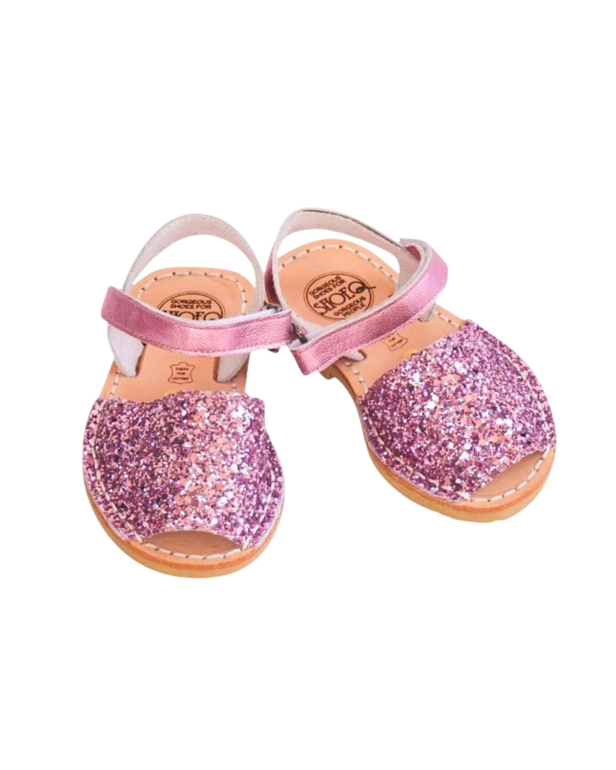 Shiny shoes for girls pink glitter handmade Spain
