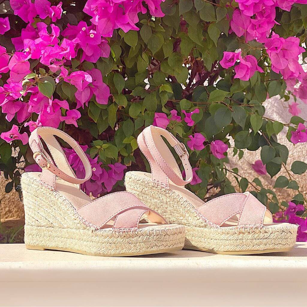 Lucia Espadrille Wedge in Rose