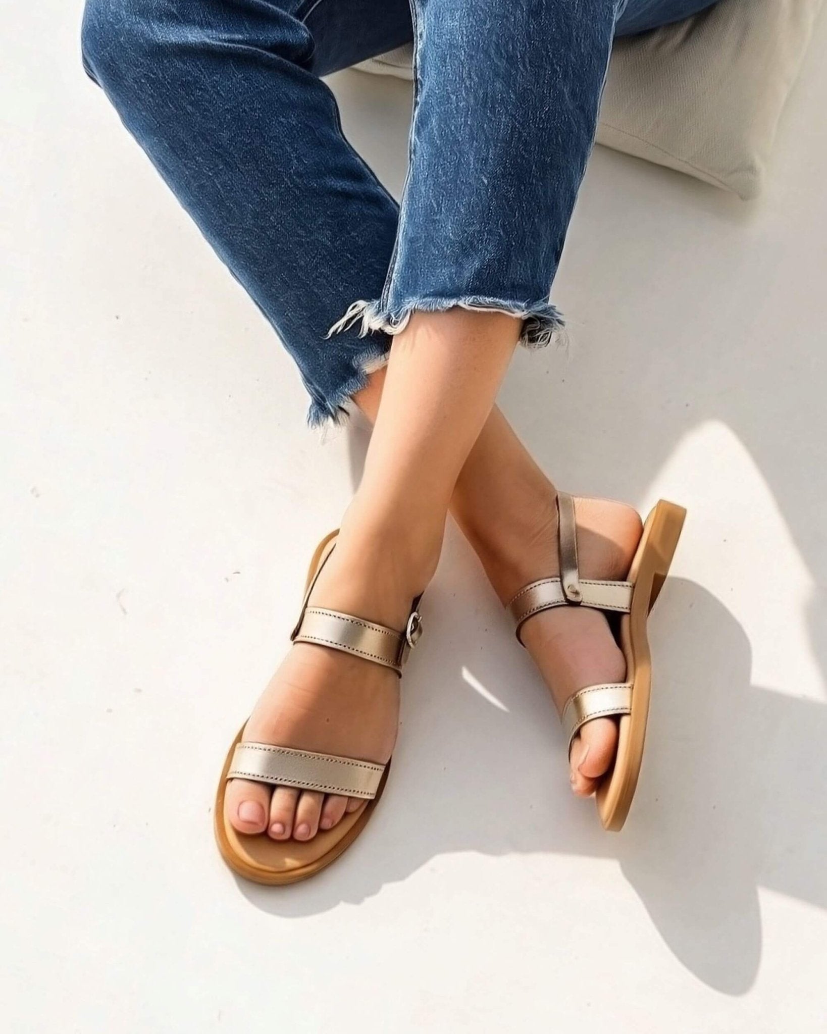 Aria LUXE Sandal in Champagne - Shoeq