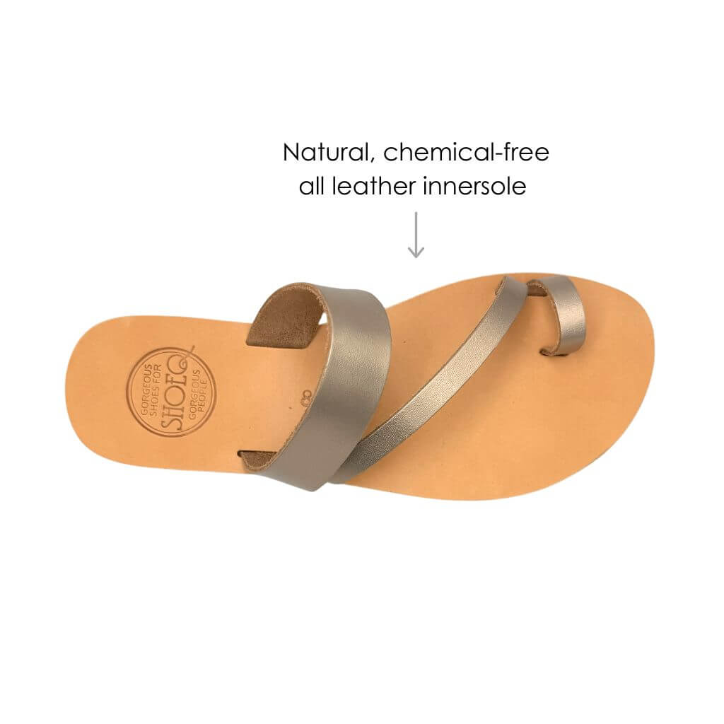 Athena Flat Slide in Bronze - Shoeq