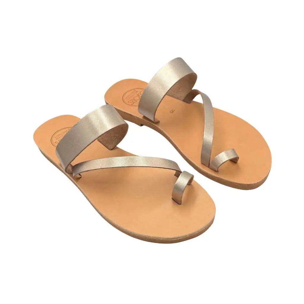 Athena Flat Slide in Bronze - Shoeq