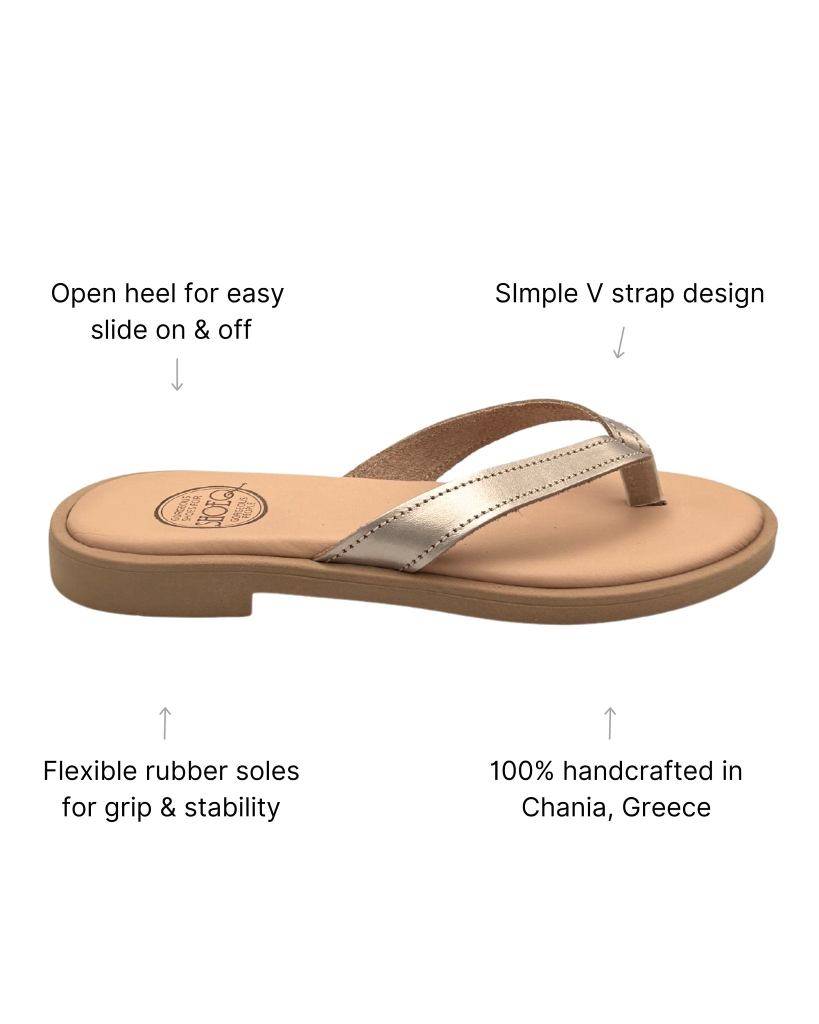 Ava LUXE Bronze slide soft leather rubber sole handcrafted luxury footwear - Shoeq
