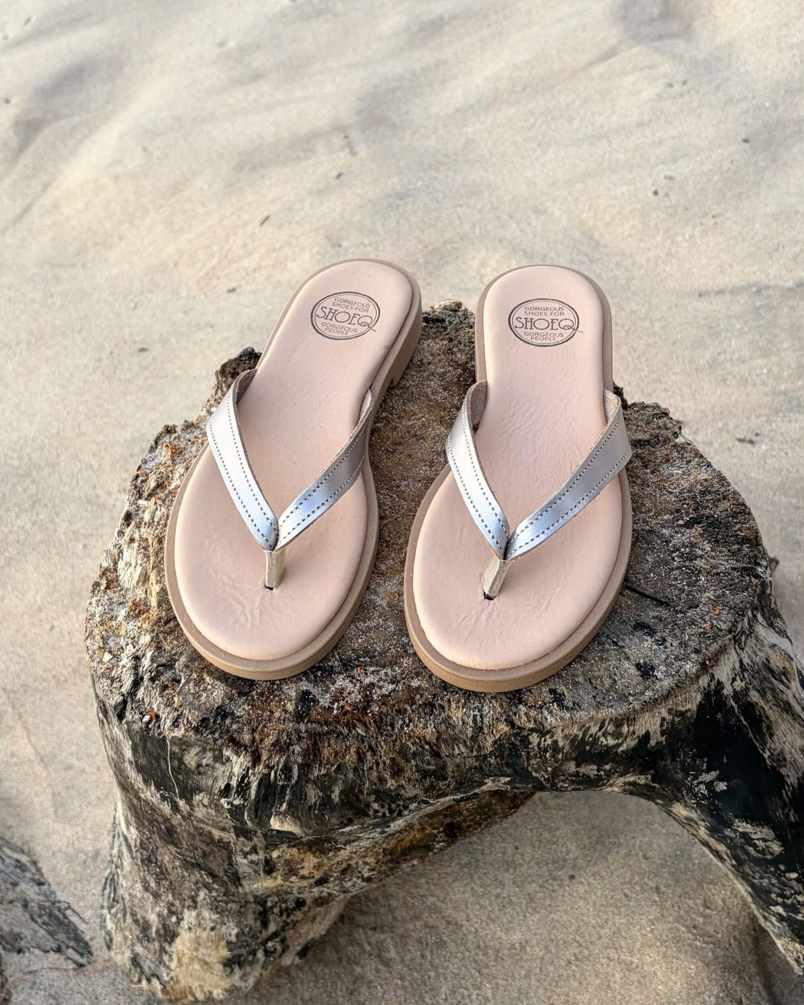 Ava LUXE Bronze warm metallic leather slide open toe handmade Dubai - Shoeq
