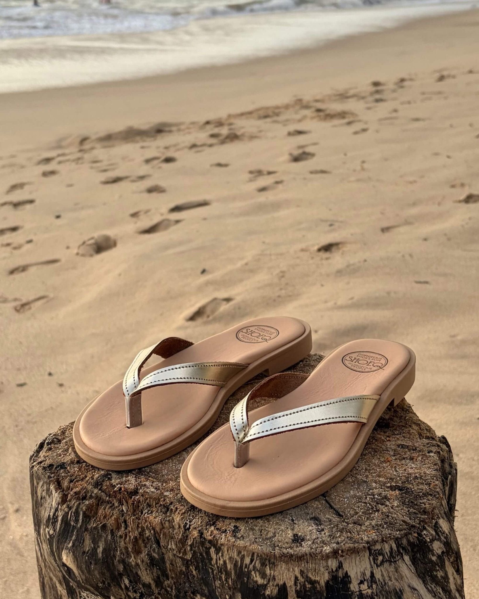 Ava LUXE Champagne slide buttery soft premium leather cushioned comfort women - Shoeq