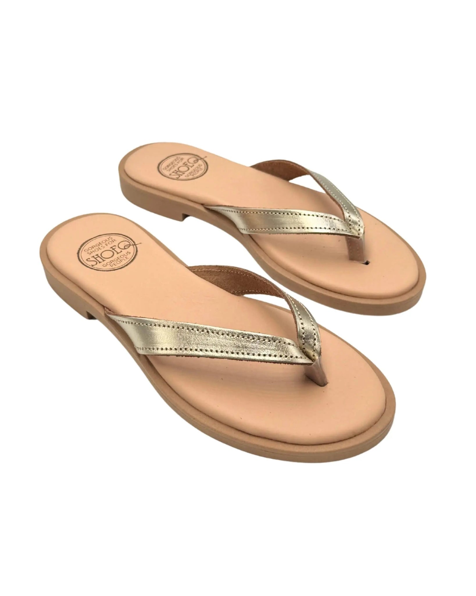 Ava LUXE champagne slide double stitched leather Dubai