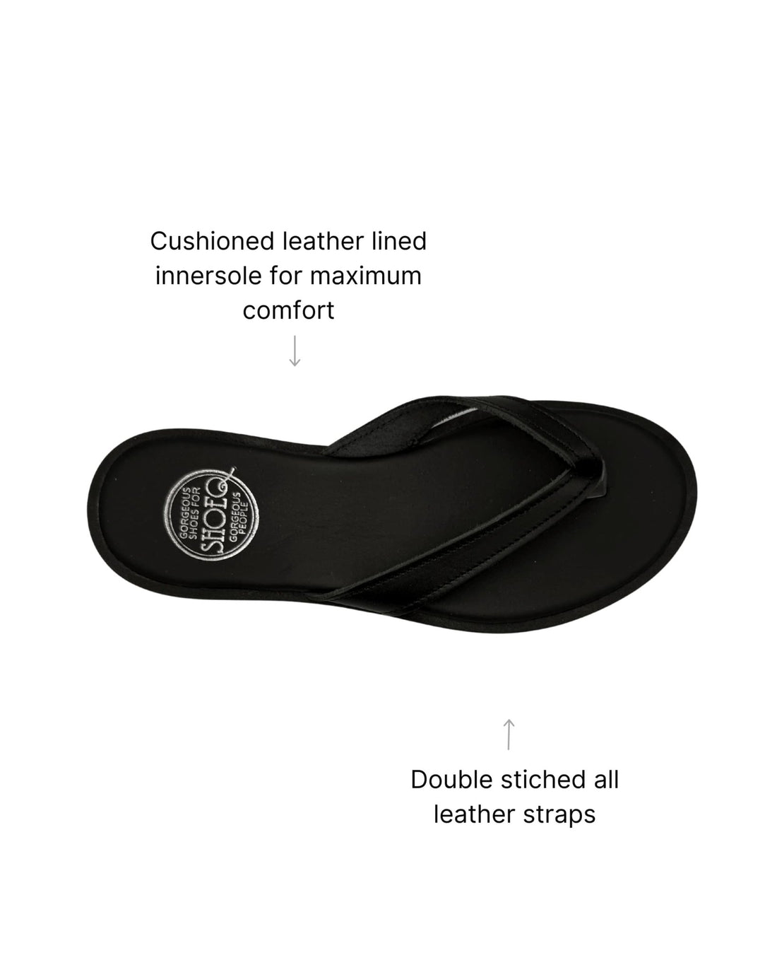 Ava LUXE black leather slide V strap cushioned Dubai women