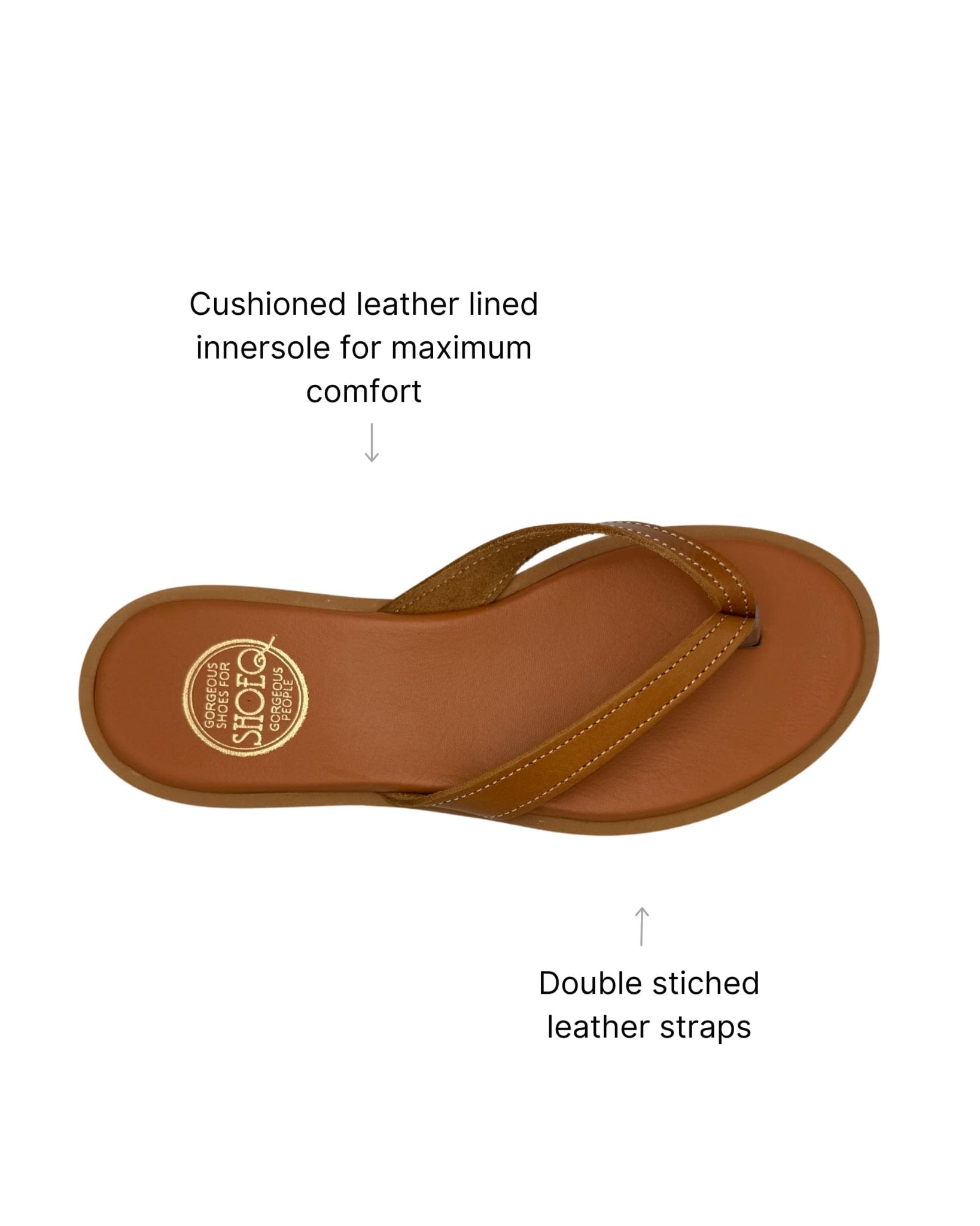 Ava LUXE Tan leather slide rubber sole handcrafted luxury footwear women - Shoeq