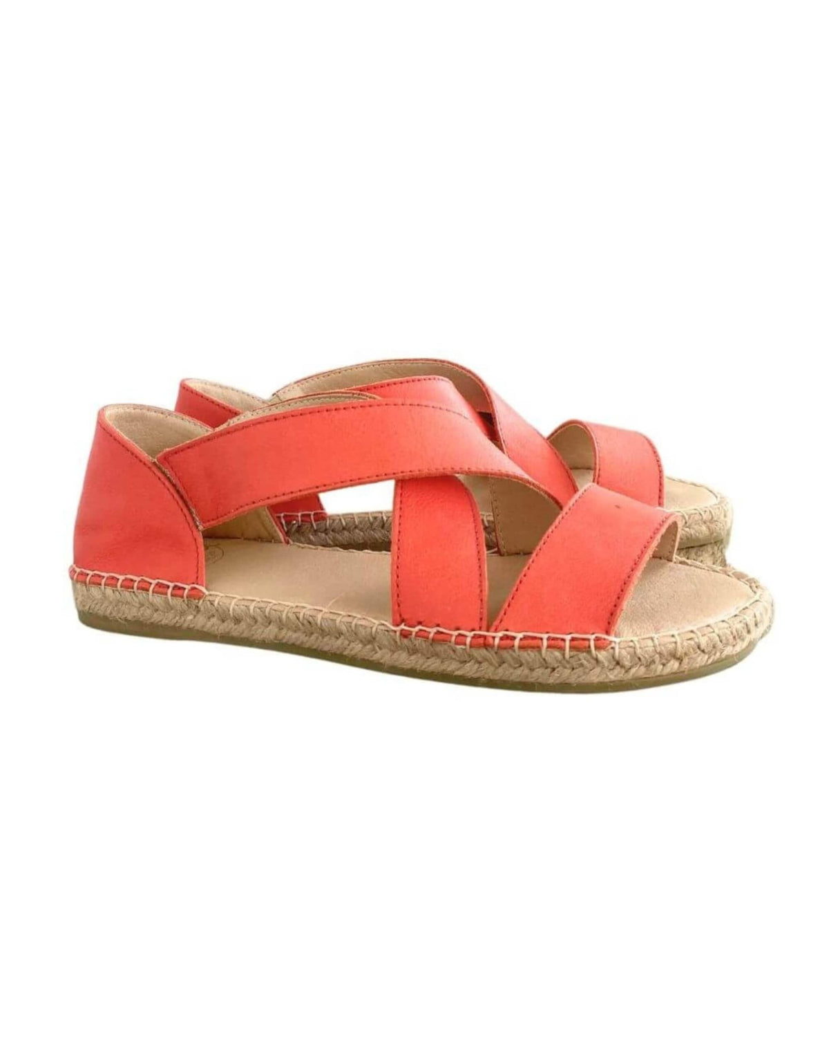 Coral flat sandals — handcrafted leather espadrilles with enclosed heel for a secure fit | Beach Espadrille by Shoeq