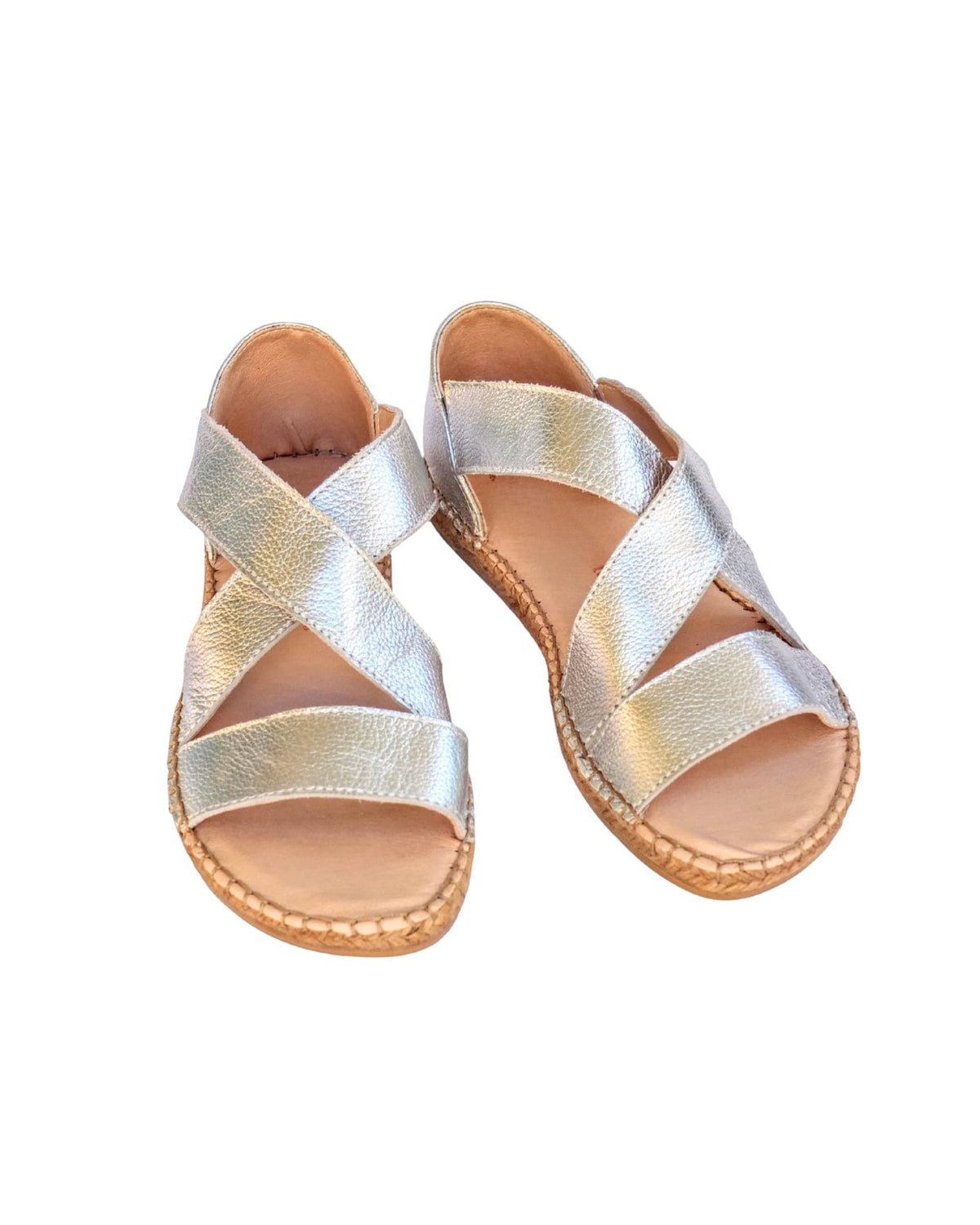 Silver flat sandals — handcrafted leather espadrilles with enclosed heel for a secure fit | Beach Espadrille by Shoeq