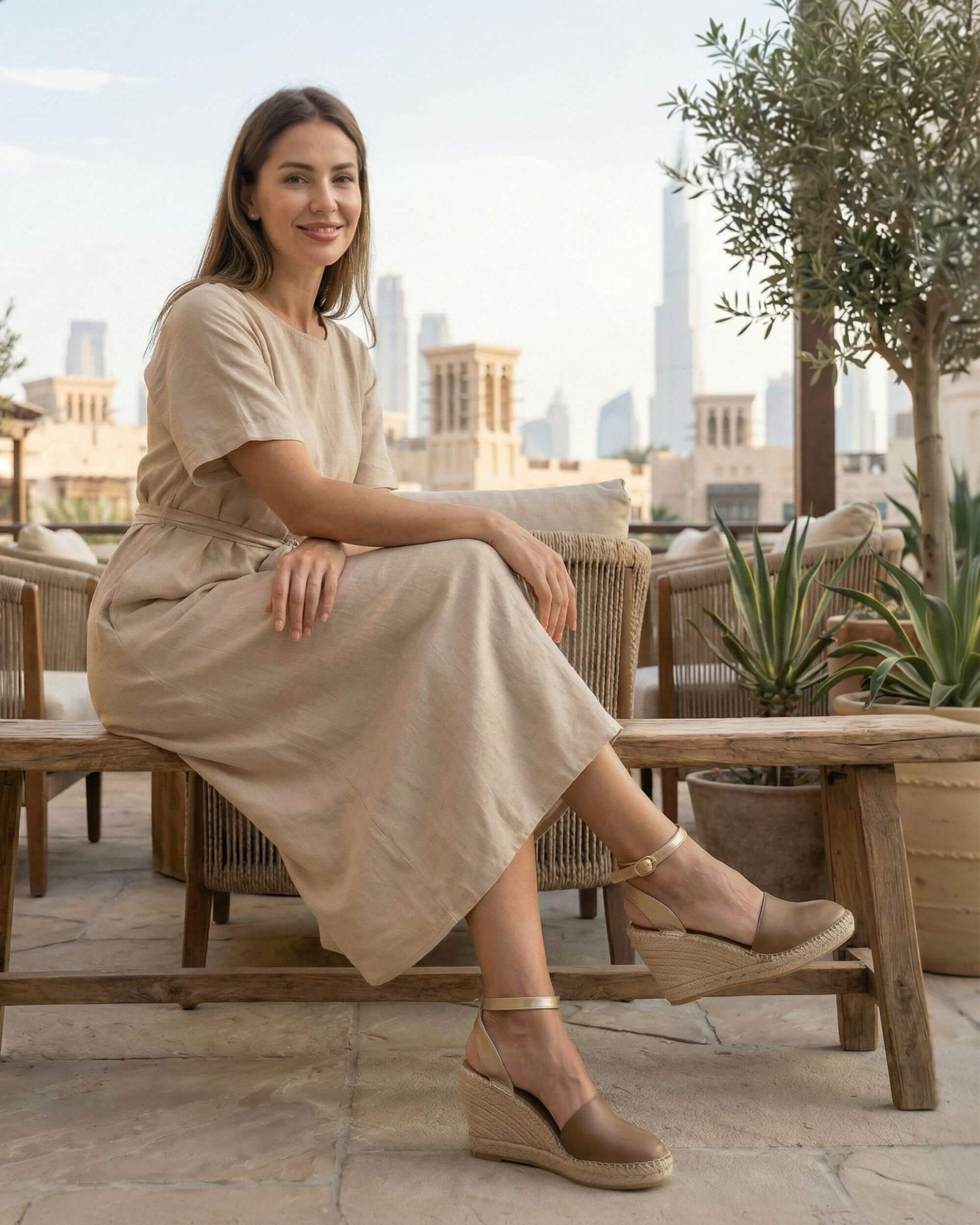 Warm bronze wedges for office and evening Dubai
