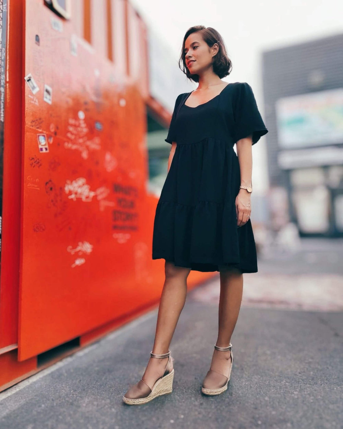 black dress tan wedges Tan Shoes Black Dress Brown Wedges Tan Leather Wedge Sandals With Black Dress Outfits (4 Ideas
