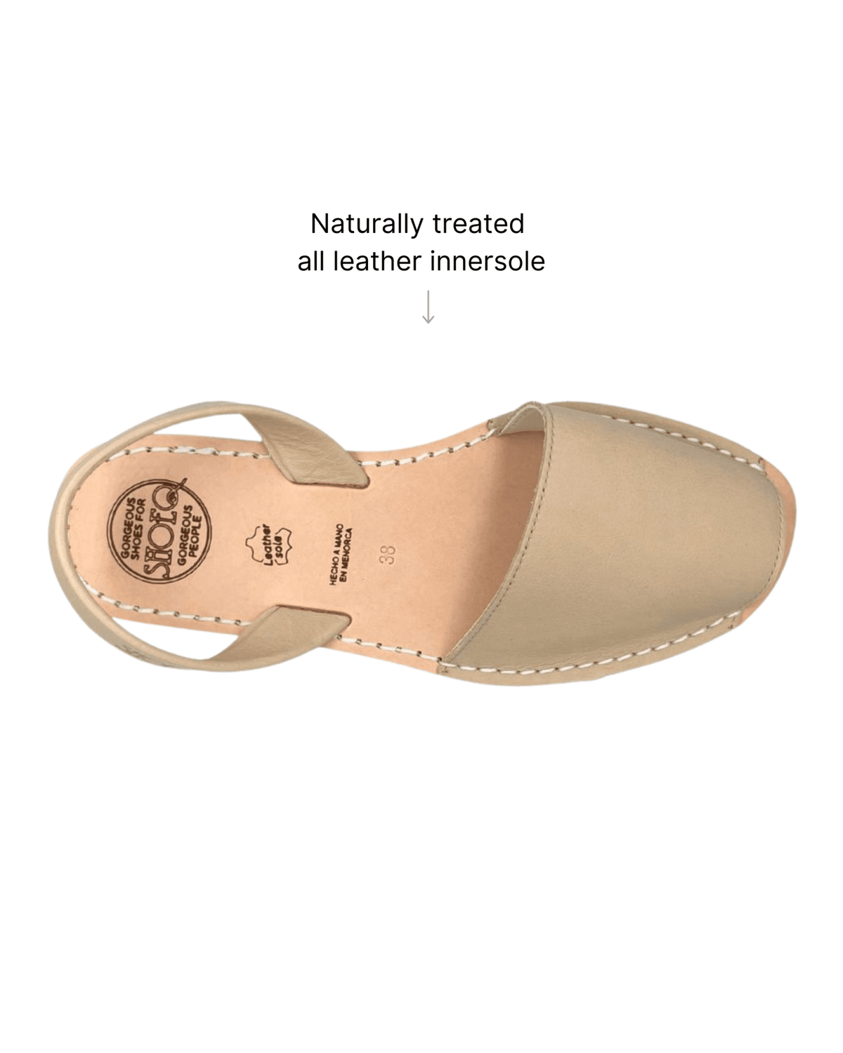 Classic Avarca latte leather recycled rubber sole slip-on heel strap | Classic Avarca by Shoeq