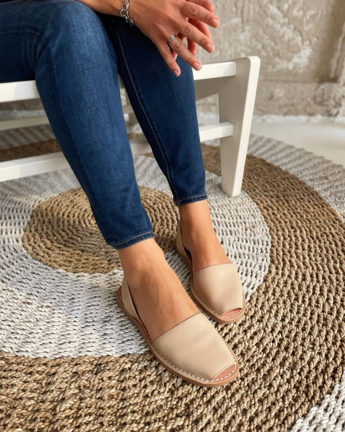 Beige leather sandals — Menorcan avarca with secure slip-on heel strap | Classic Avarca by Shoeq