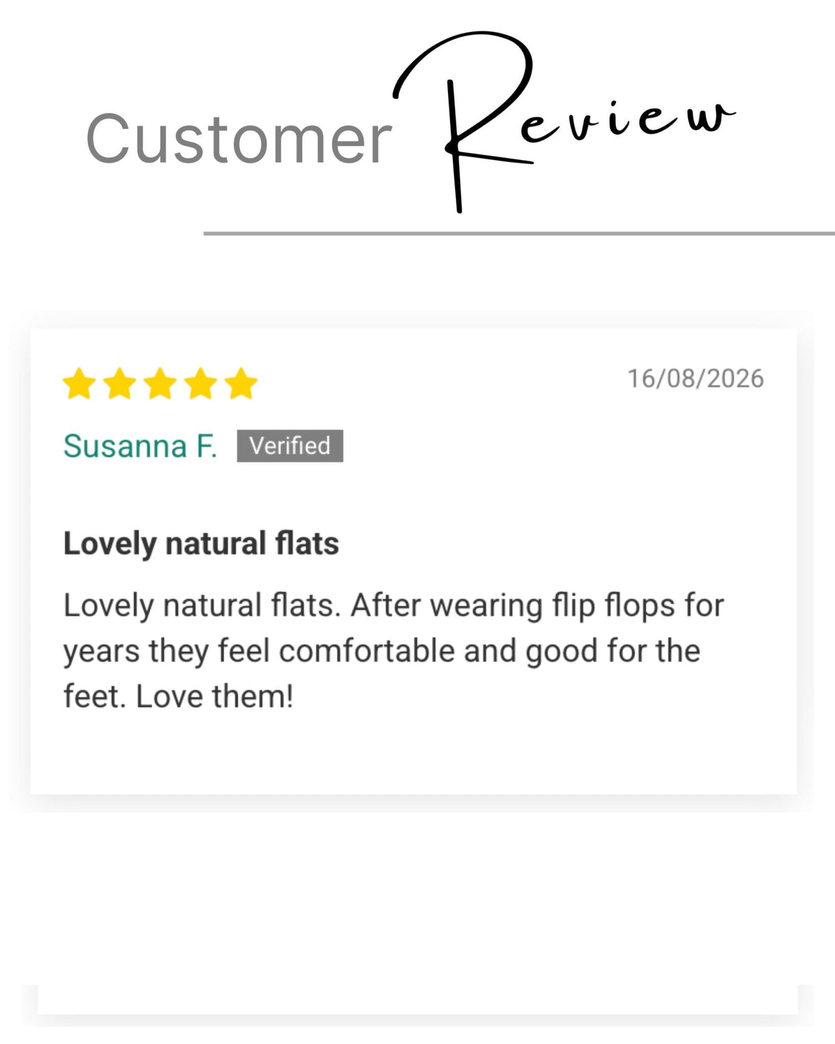 Customer review — Beige Classic Avarca, five stars from a verified Shoeq customer | Classic Avarca by Shoeq