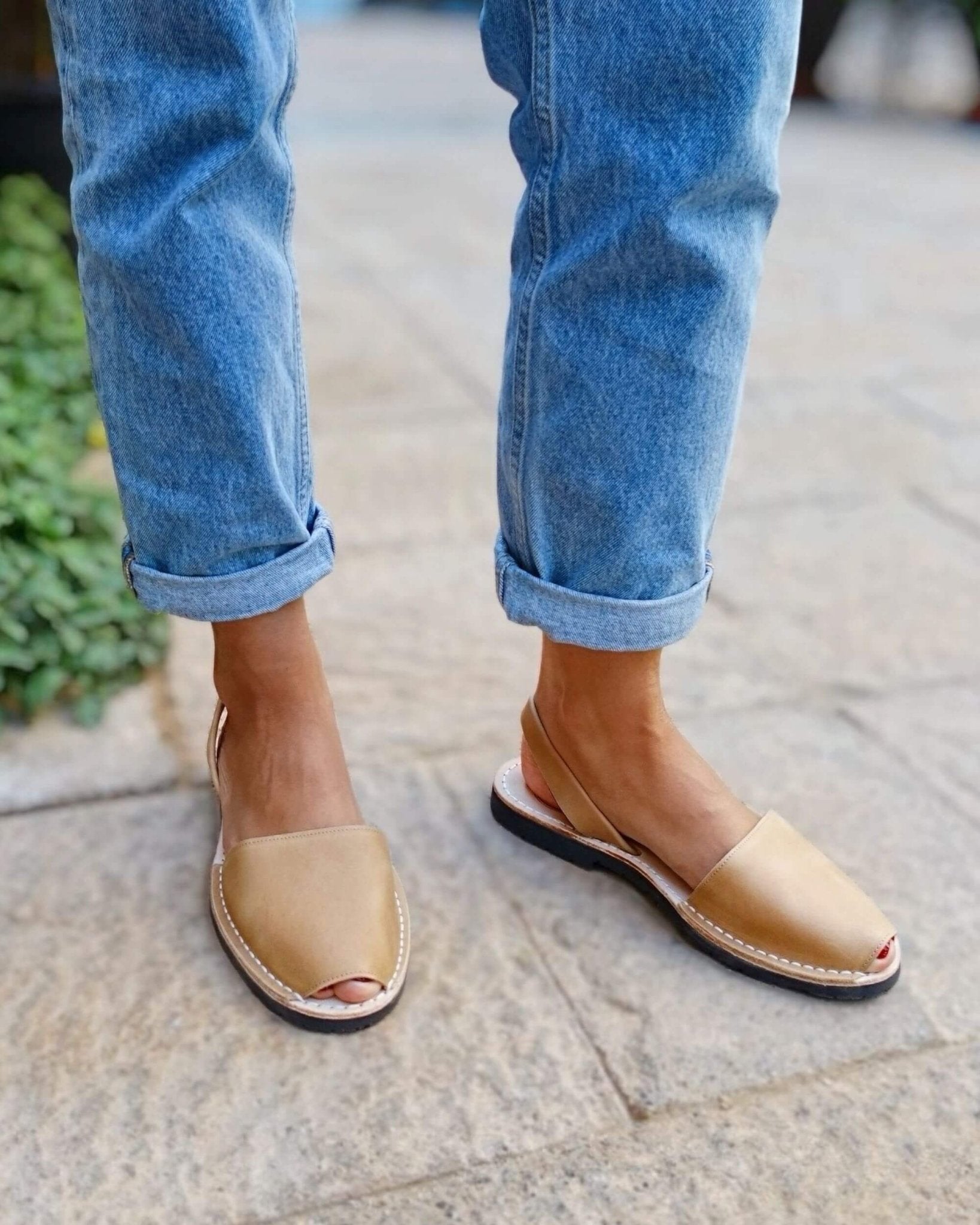 Classic Avarca caramel handcrafted avarca slip-on heel strap Spanish sandal - Shoeq
