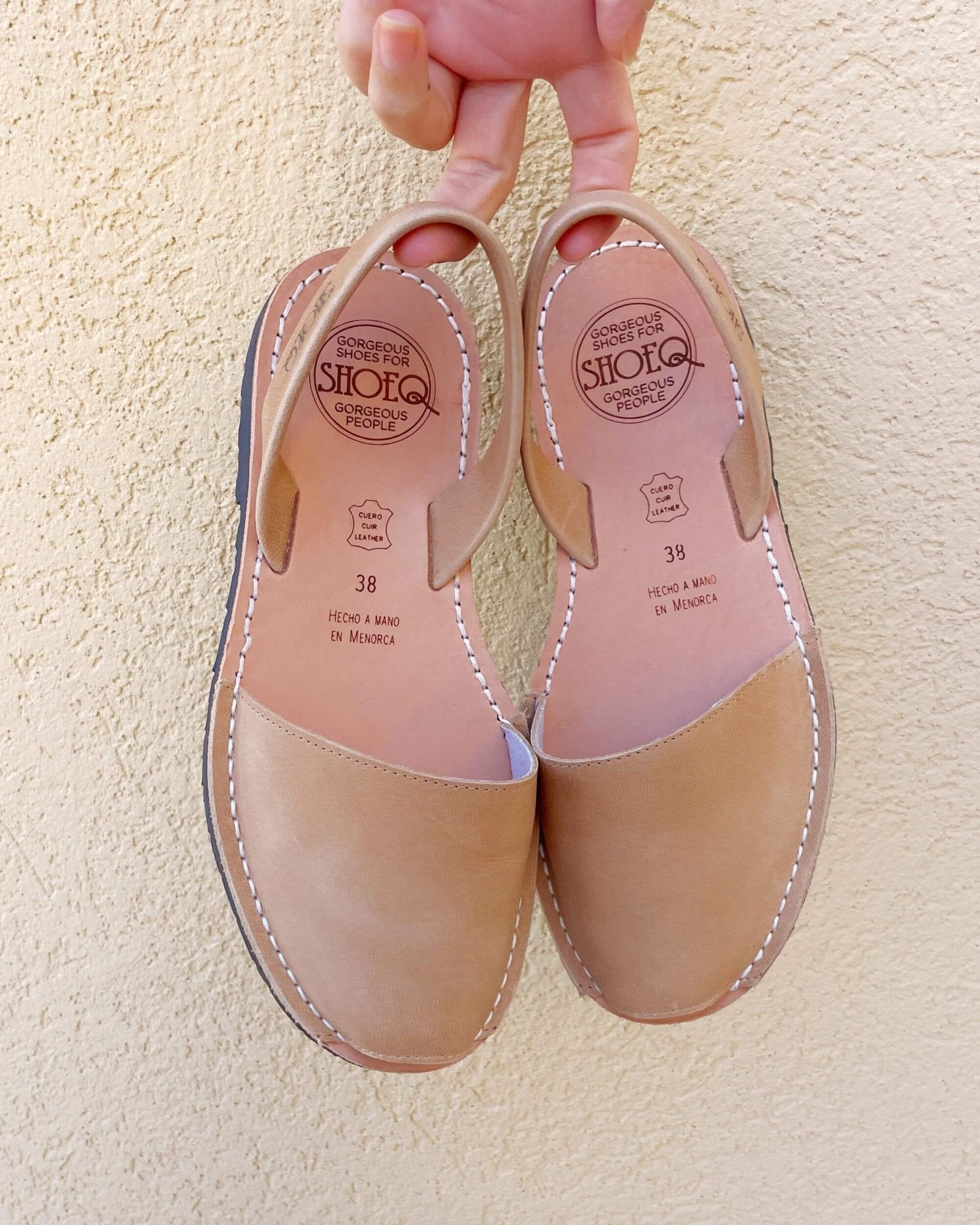 Classic Avarca caramel all-leather innersole naturally tanned Menorca certified - Shoeq