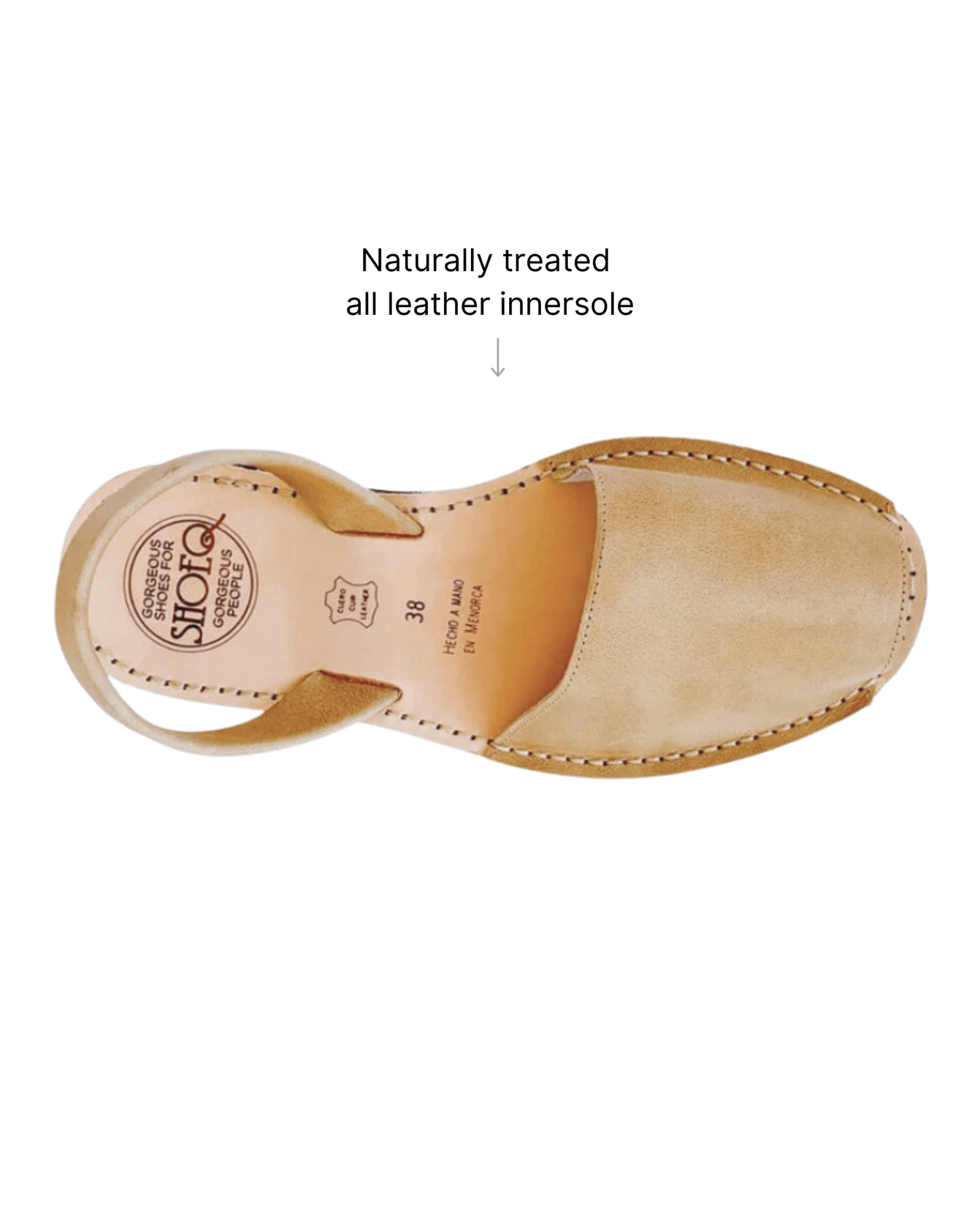 Classic Avarca caramel backstrap detail handcrafted Spanish avarca sandal - Shoeq