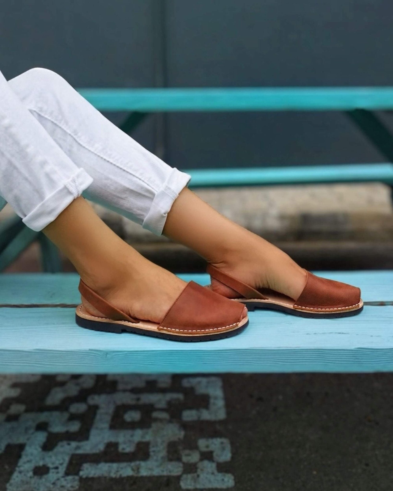 Classic Avarca chocolate all-leather innersole detail Menorca Spain
