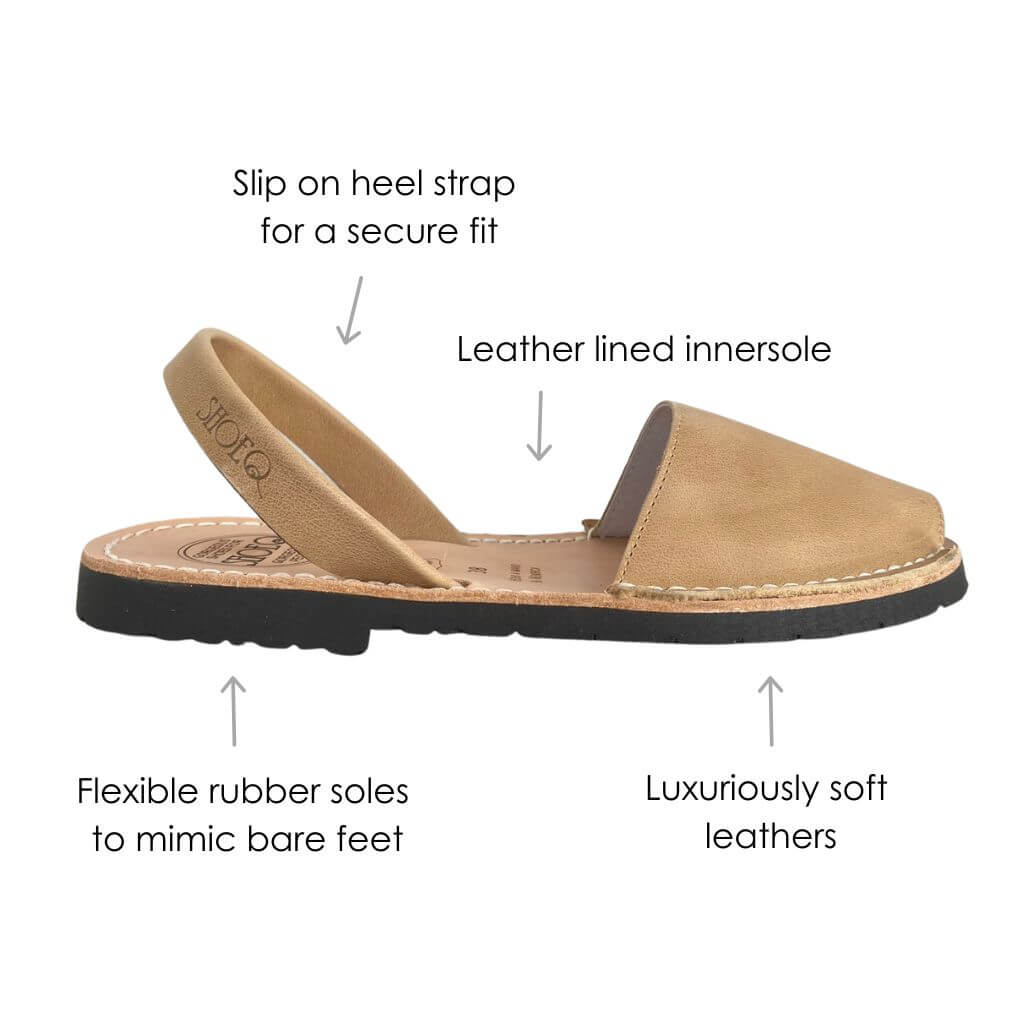 Classic Avarca honey leather side profile premium leather government certified - Shoeq